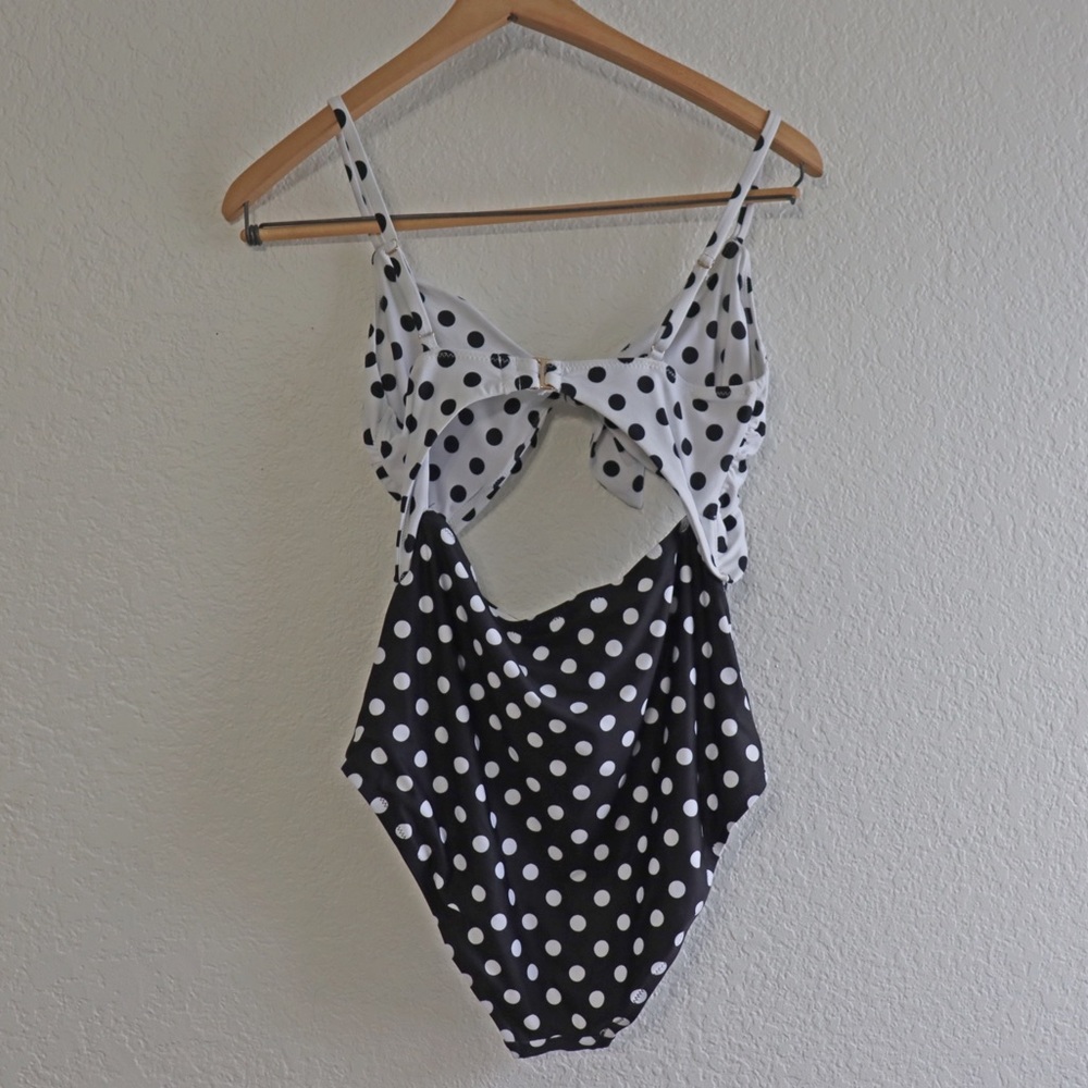 Modcloth The Sienna Black and White Polka Dot One Piece Swimsuit Size Small - Picture 3 of 5